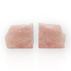 Pink Crystal Bookends, Flawless Natural Rose Quartz, Short Bookends, 6+ lbs (LS)